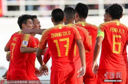  资料图为中国男足在亚洲杯比赛中。图片来源：Osports全体育图片社