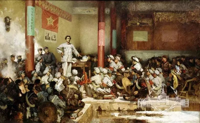 油画《古田会议》 作者：何孔德