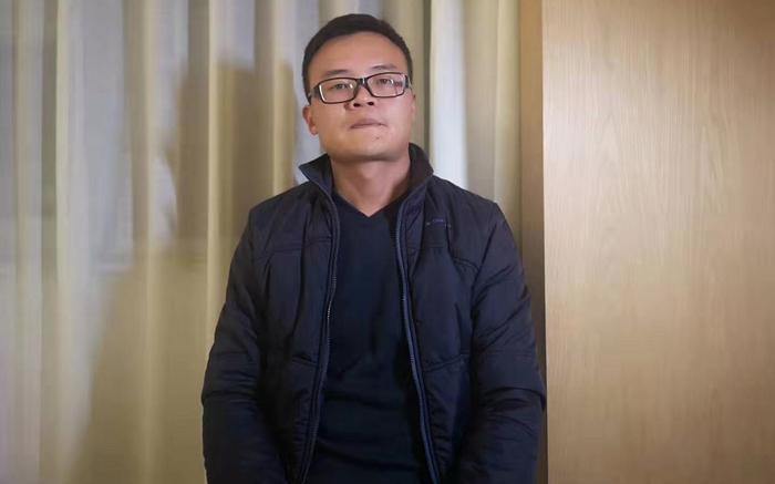 庭审后，王广超接受新京报记者专访。新京报记者 齐超 摄