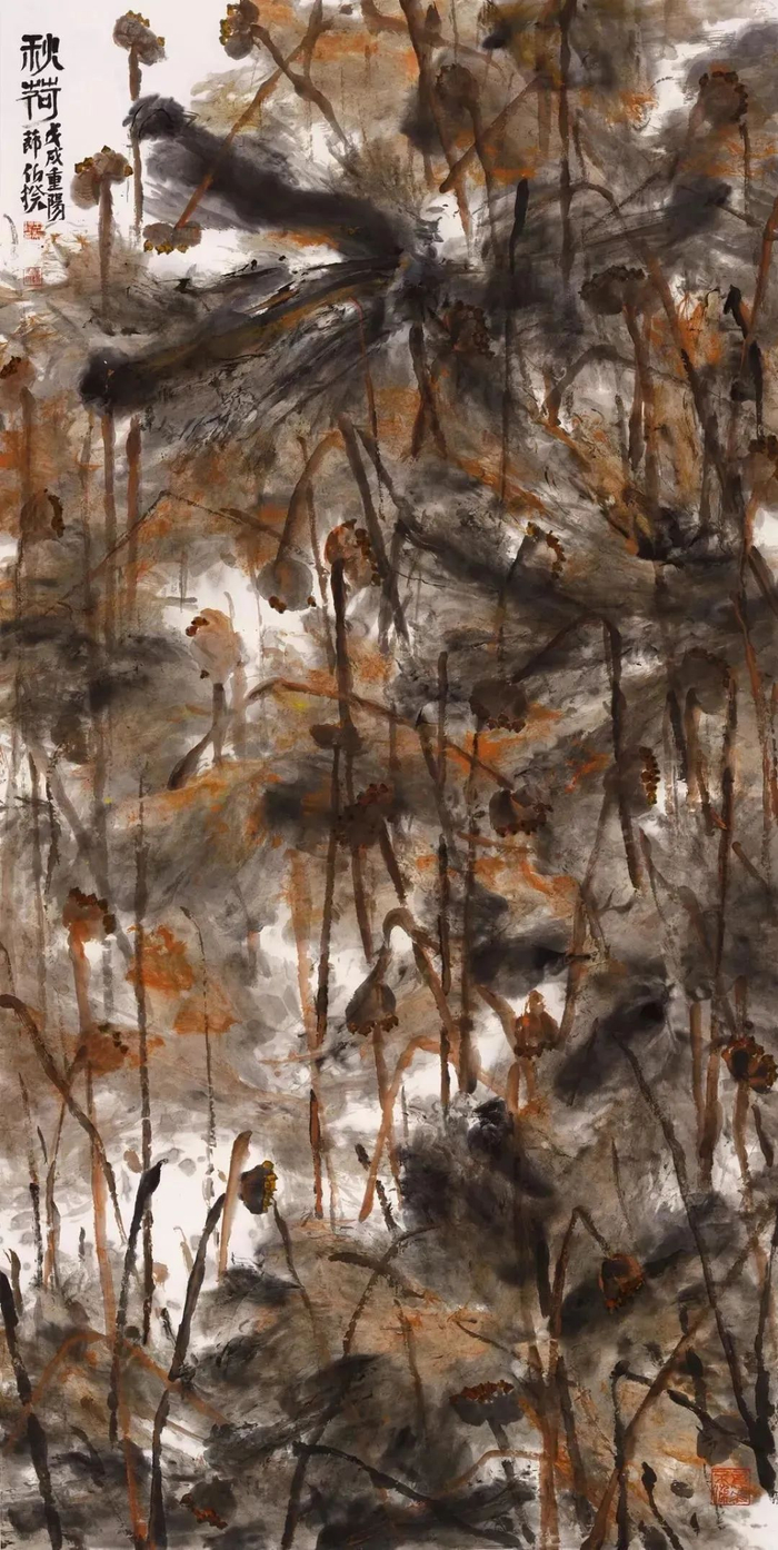 　　《秋荷》 245cm×129cm