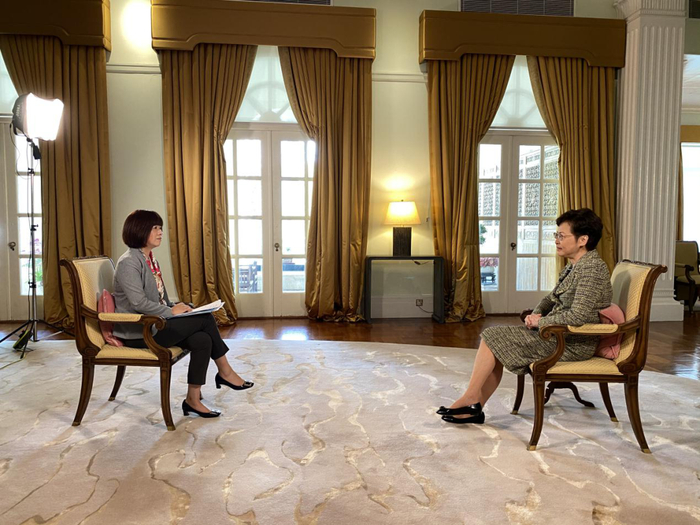 林郑月娥接受深圳卫视&直新闻驻港记者秦玥专访