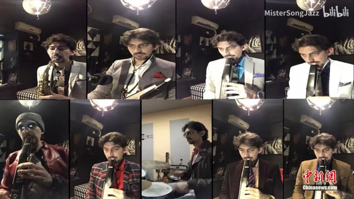 疫情期间宋雨翔一人扮演乐团多角。受访者供图