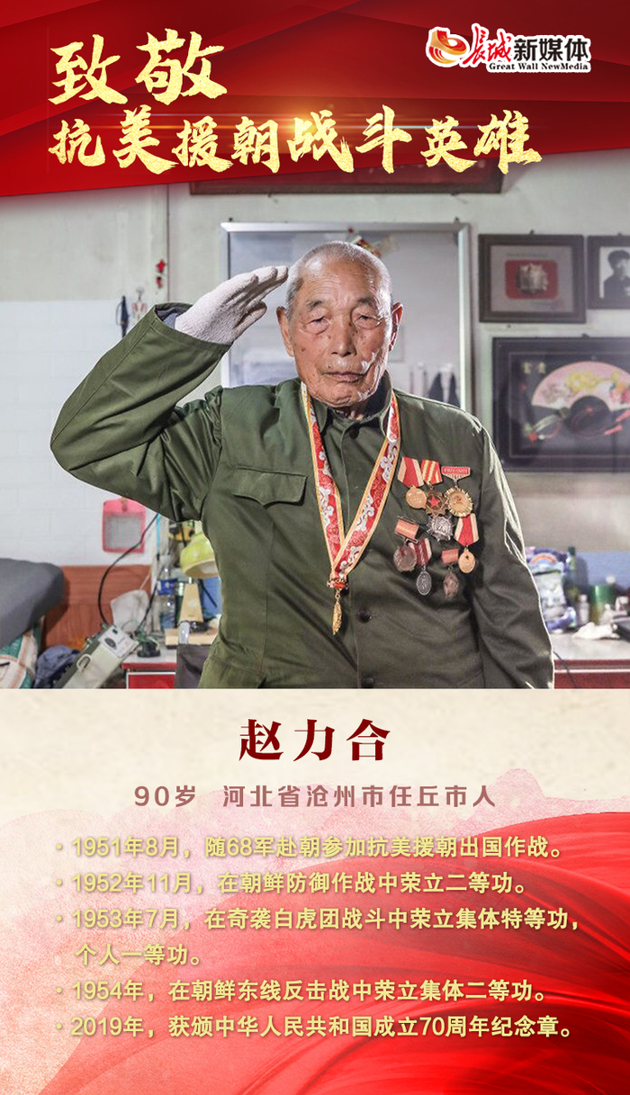 致敬抗美援朝战斗英雄——赵力合。长城网记者 李皓 摄