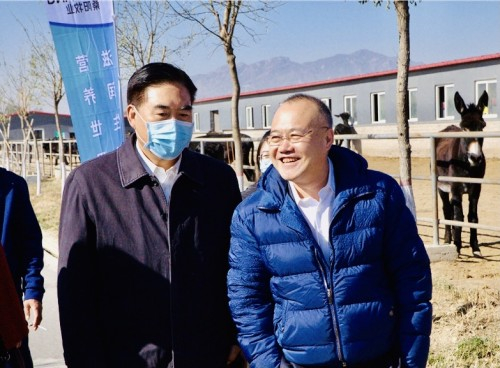 中国畜牧业协会会长李希荣与董事长赵飞参观桑阳牧业