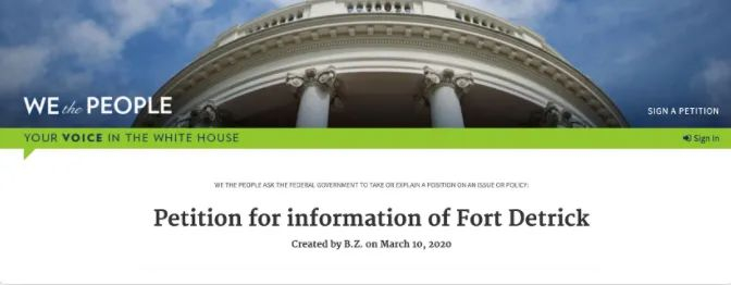  ·网民在白宫网站上发表的请愿页面截图。