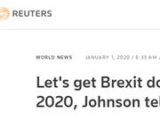 英首相约翰逊新年贺词：2020完成“脱欧”结束分裂!
