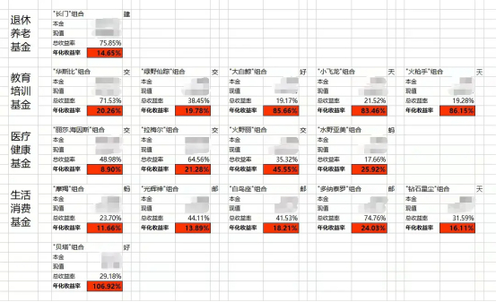 张桓设计的基金组合（图片来源：受访者提供）