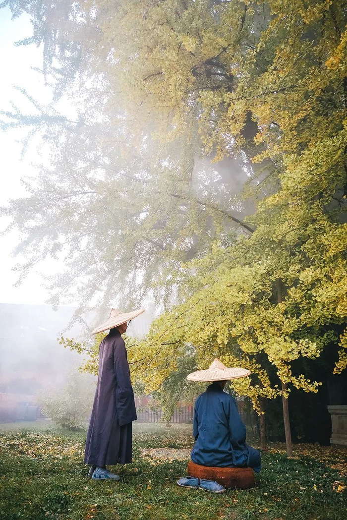 ▲ 终南山千年古刹之一，古观音禅寺与修行僧人。 摄影/一佳one