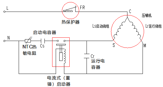 图2 电流式（重锤）启动器接线图