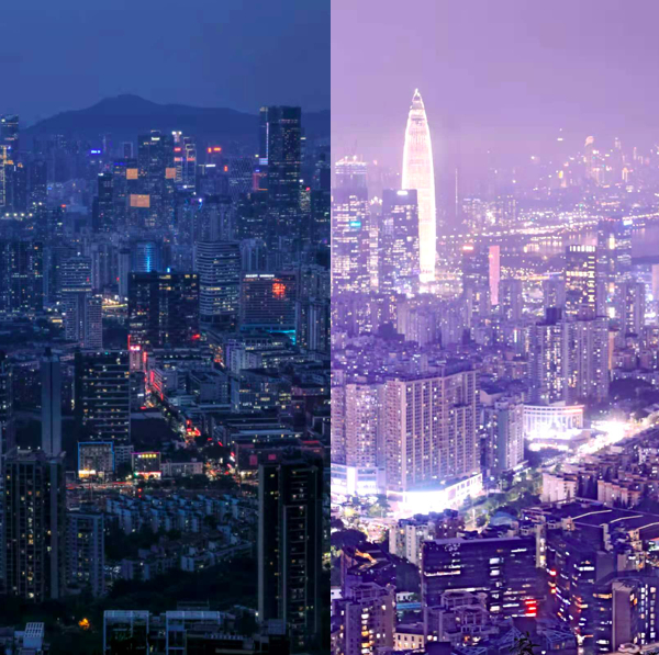 入夜南山区依旧灯火通明