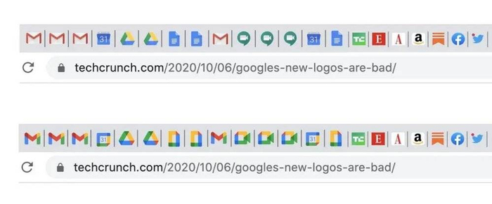 在浏览器标签页寻找新 logo 并不容易. 图片来自：Twitter 用户@Tomas Pueyo