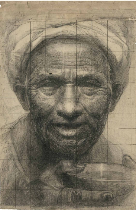 父亲——素描手稿罗中立 1980年