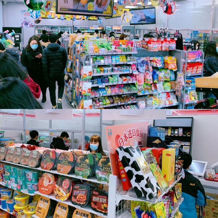 ▲早餐时段排队情况，上为便利蜂，下为7-ELEVEn