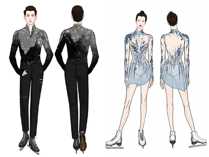 ▲ 金博洋和陈虹伊赛服设计手稿