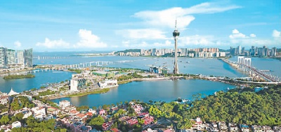 澳门西湾湖景色　梁建华摄（新华社发）