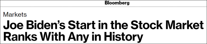 彭博社：拜登在股市的开局堪称史上之最