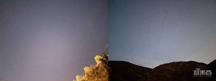 ▲手持星空（右）和三脚架固定星空（右）