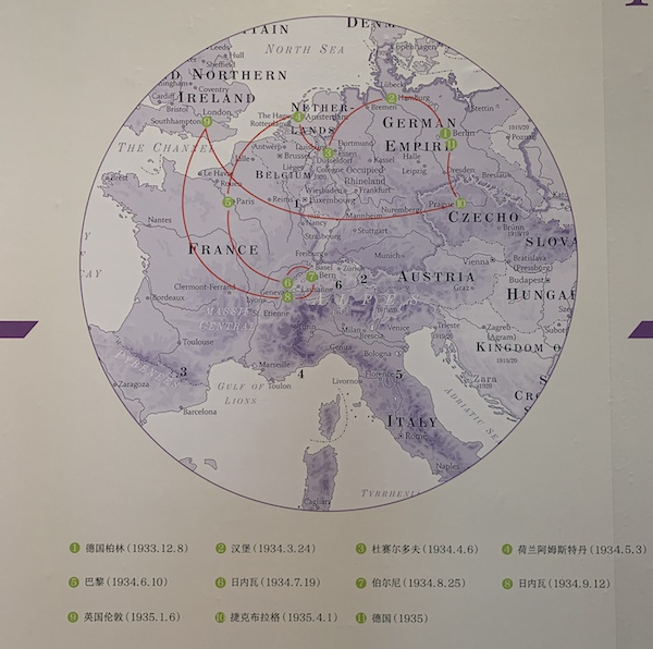 刘海粟第二次欧游路线示意图