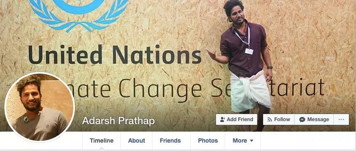  普拉塔普脸书主页截图。