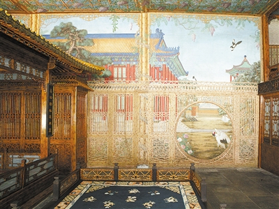  倦勤斋北墙的通景画 周乾摄