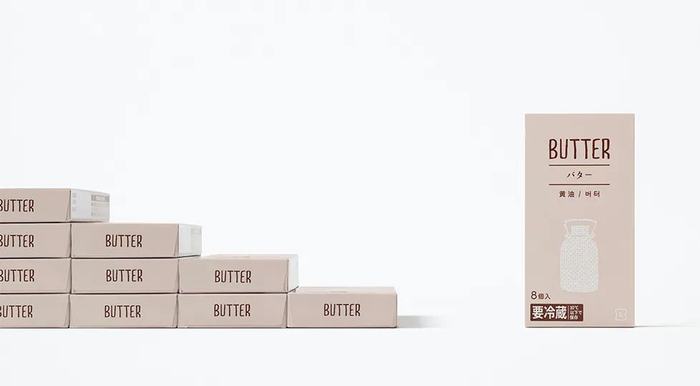 △ 罗森自有产品系列的新豆腐及黄油包装。图片来源 | nendo