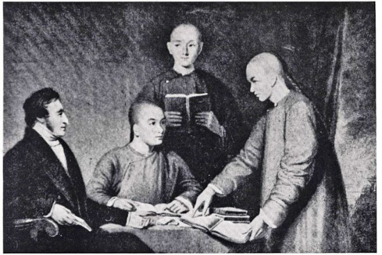 里雅各与他带回英国的三个学生