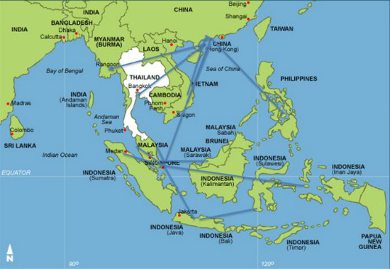 宋尚节在东南亚的传教路线