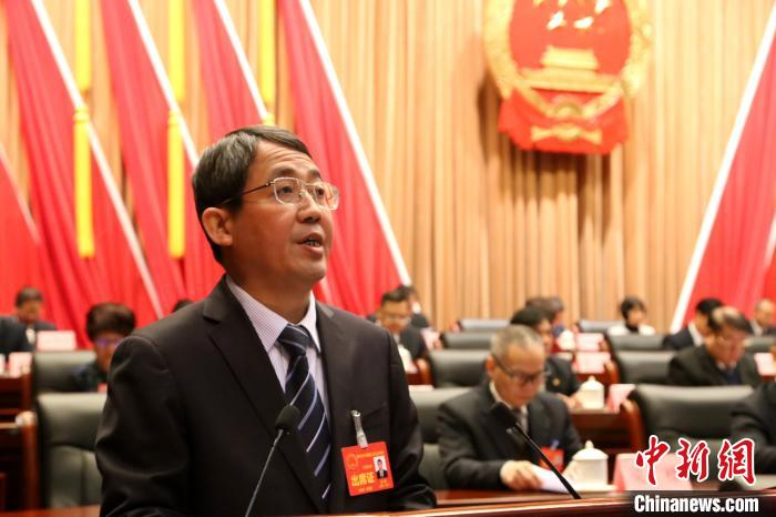 柳州市市长吴炜在作政府工作报告。　黄云波 摄