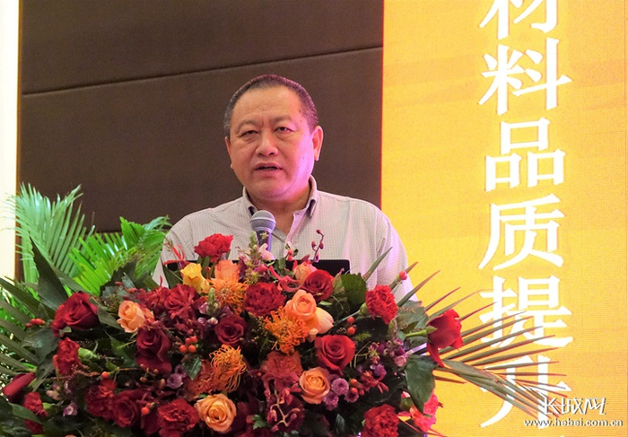 国家973项目首席科学家、上海大学材料科学与工程学院院长董瀚介绍纯铁研发成果。长城网记者 李文培 摄