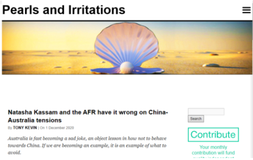▲&nbsp;澳大利亚“珍珠与刺激”网站报道截图