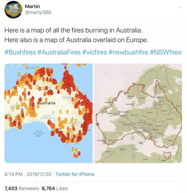  社交媒体上错误的“澳大利亚火情图”