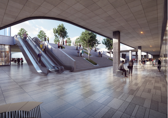 图：地铁互通式下沉广场效果图展示