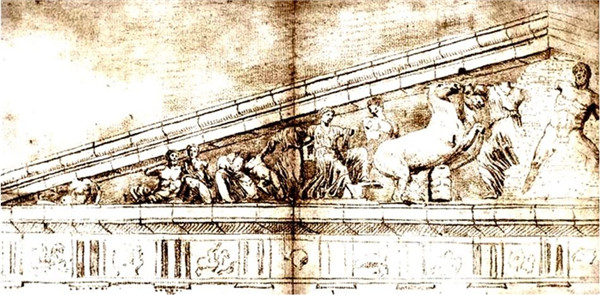 巴特农神庙西面三角墙：雅典娜和波塞冬之争