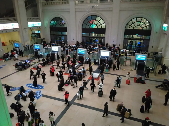 俯瞰汉口站一楼大厅。 新京报记者&nbsp;海阳&nbsp;摄