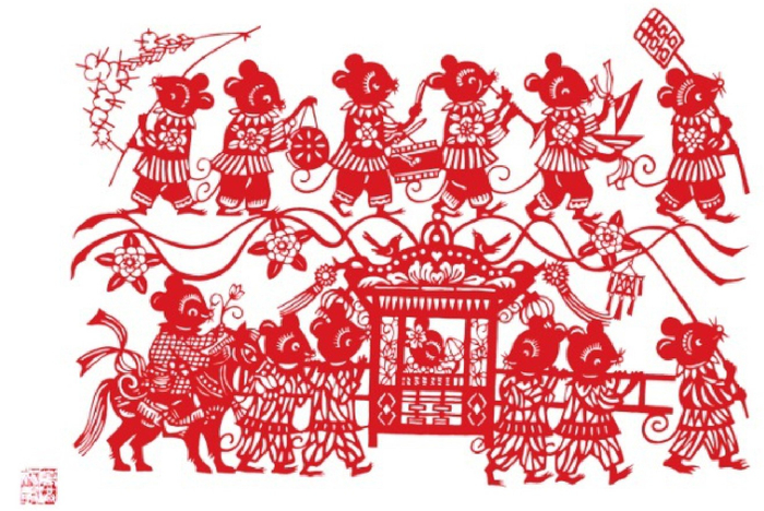 老鼠嫁女剪纸。受访者供图