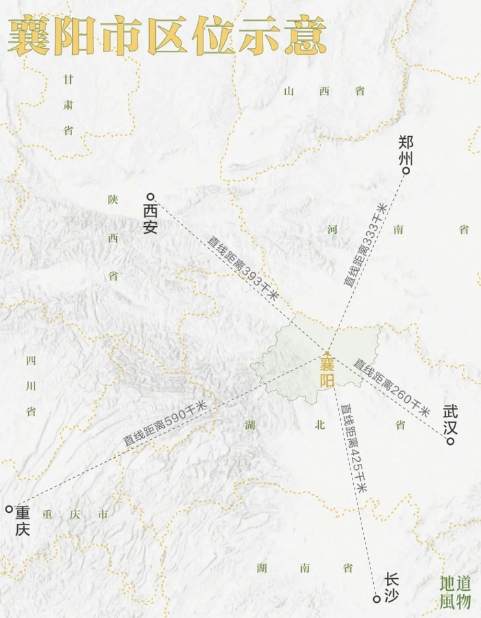 ▲ 襄阳市区位示意。一张图看懂襄阳到底有多重要。 制图/F50BB