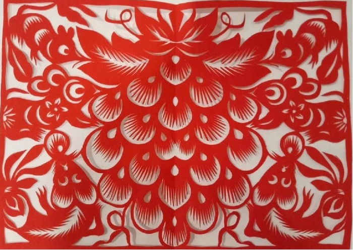 老鼠偷葡萄剪纸。受访者供图