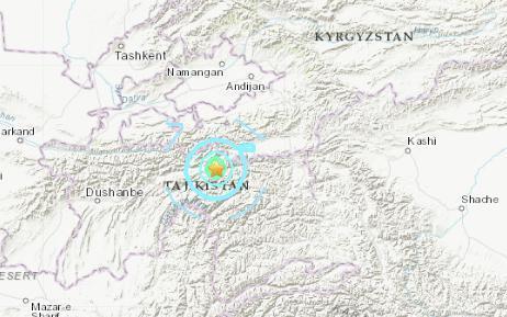 塔吉克斯坦北部发生5.5级地震 震源深度10千米