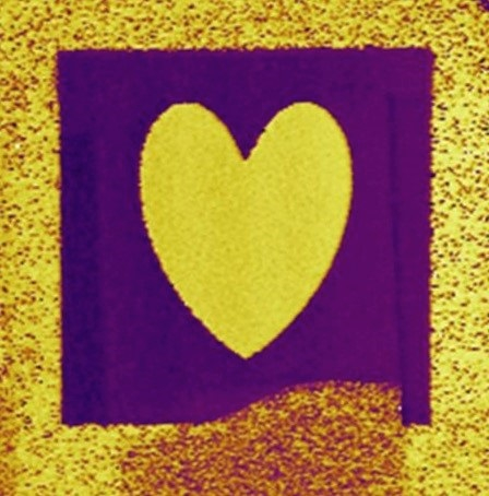 图说：利用探针针尖写出的心形铁电畴  来源/采访对象供图