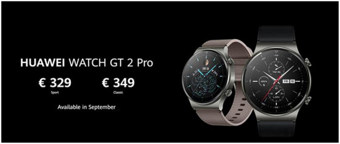 ▲华为 9 月份发布 Watch GT 2 Pro