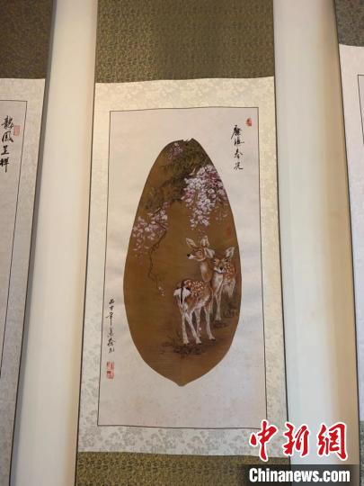 图为叶画作品《鹿鸣春光》 武一力 摄