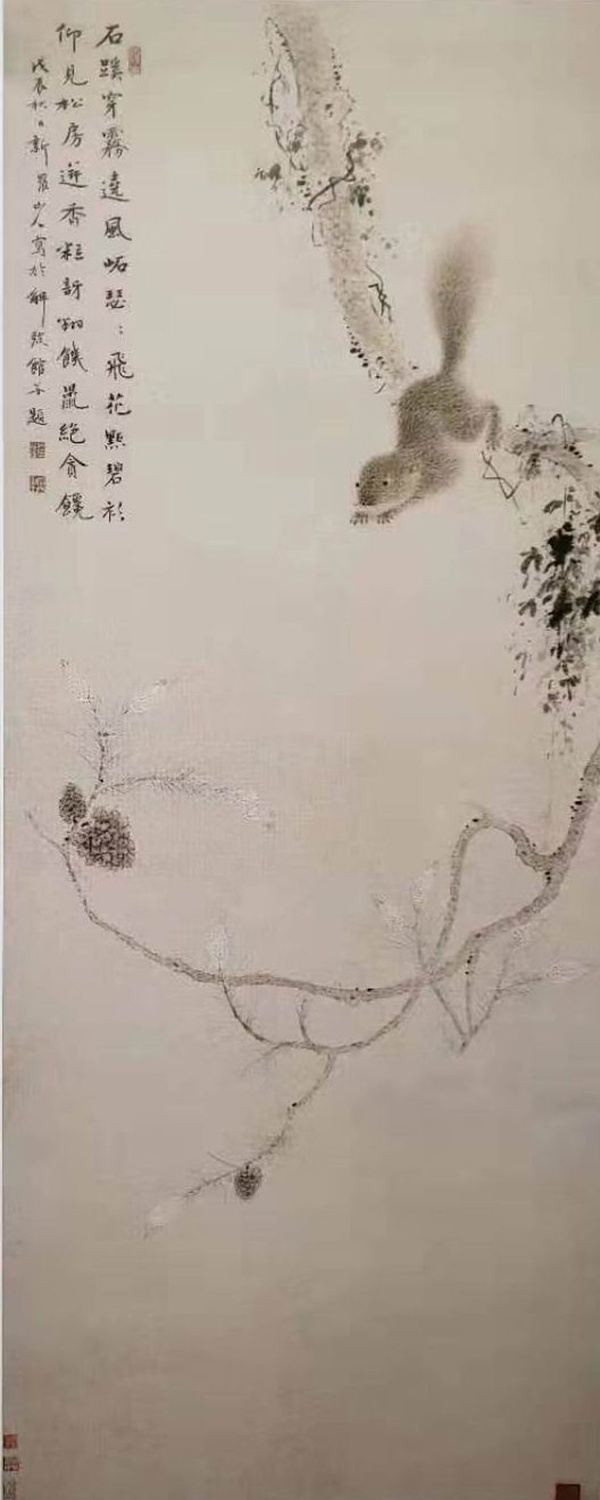 华嵒《松房饥鼠图》