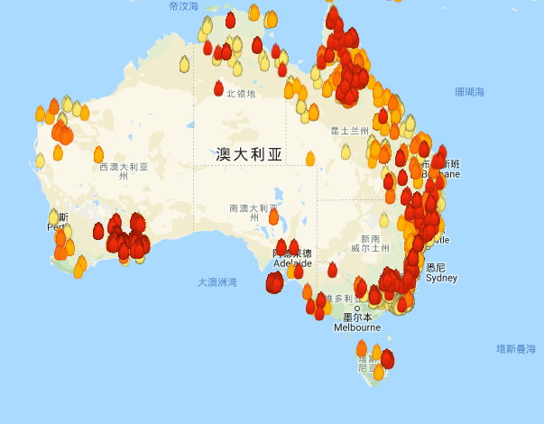 图：myfirewatch（监控澳大利亚火势的网站）