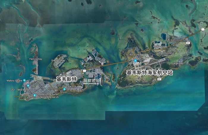  基韦斯特海军航空站位置。