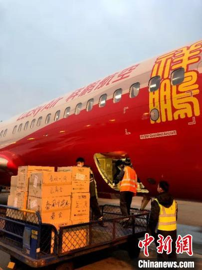图为两批泰国捐赠防疫物资分别运抵昆明和成都。　祥鹏航空供图 摄