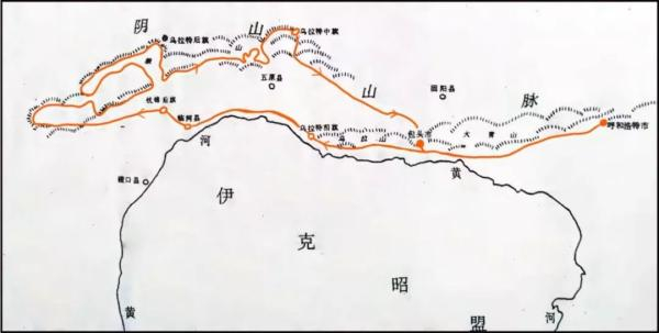 盖山林寻访阴山岩画路线图
