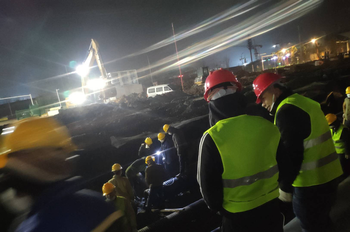 武汉雷神山医院施工现场。受访者供图