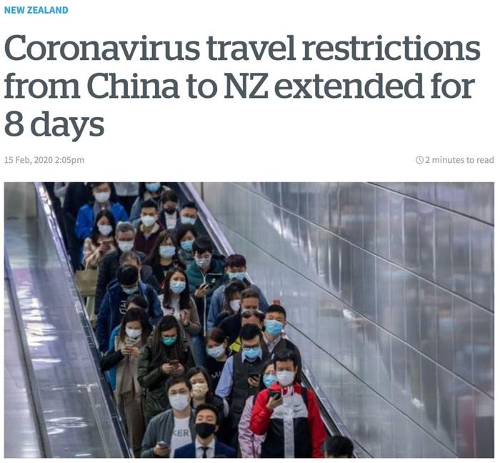 快讯：新西兰宣布对中国旅行禁令延长8天