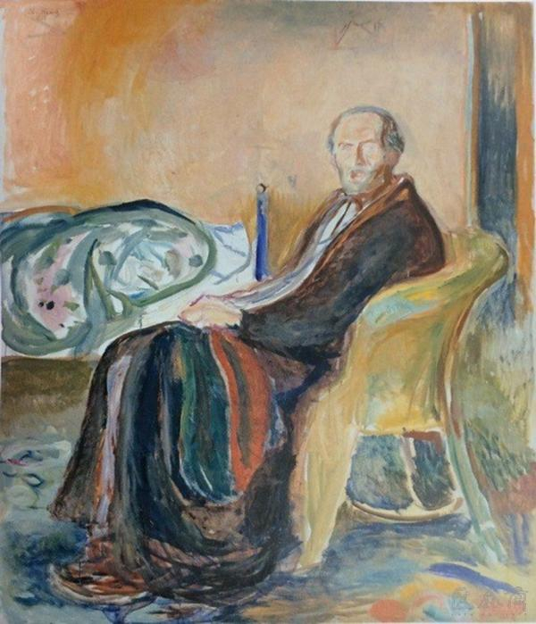 蒙克，《西班牙流感后的自画像》，1919年