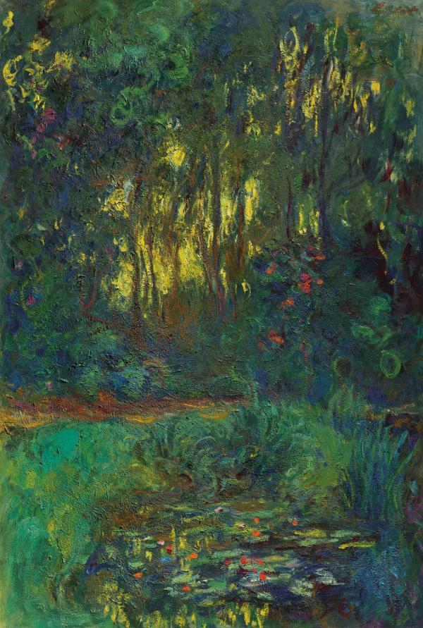 莫奈，《睡莲池的一角》，约1918-1919年